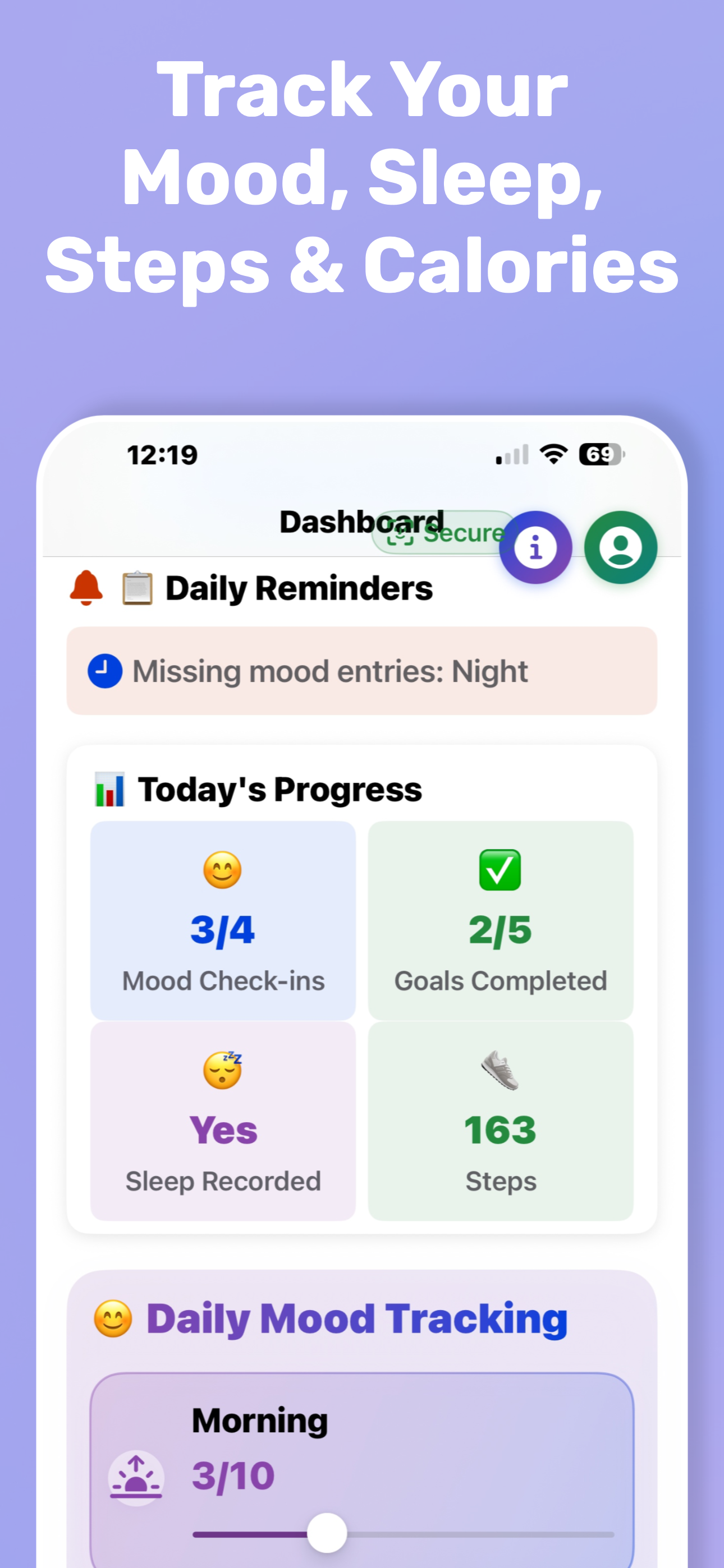 ZenSync Mood Tracking - Track your mood throughout the day
